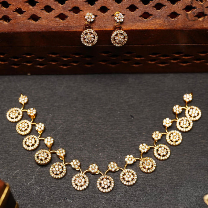 AD Stone Floral  Minimal Necklace Premium Quality N0062-CJ35