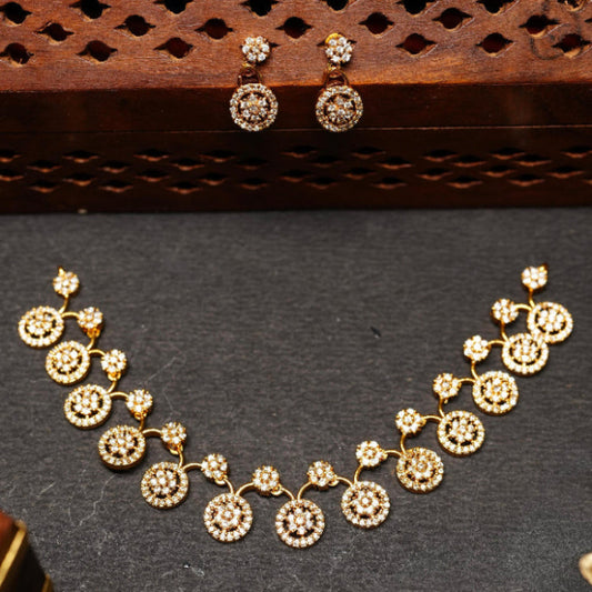 AD Stone Floral  Minimal Necklace Premium Quality N0062-CJ35