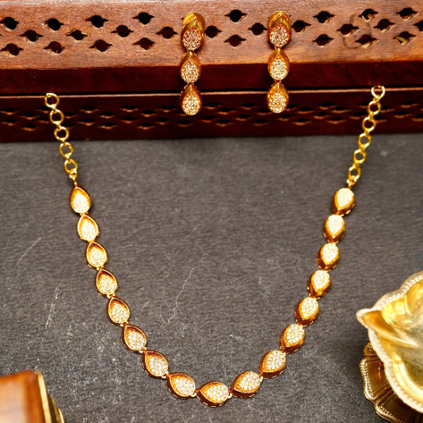 AD Stone Drop Shape Necklace  N0082-CD45