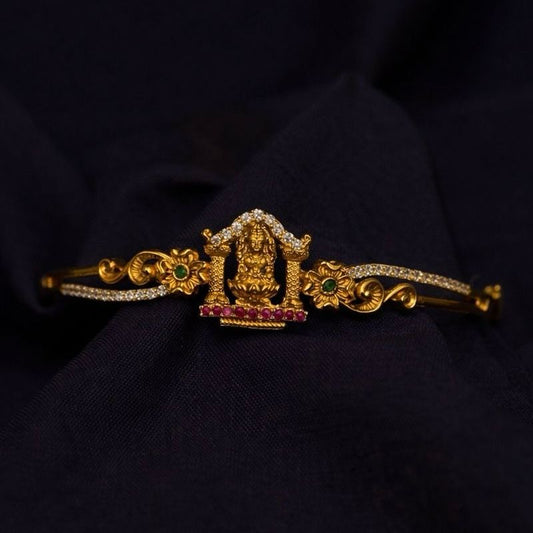 Premium Quality Openable Kada Bangle With Cute Lakshmi Pattern designed with Ad Stones And red stones K0009-CI20