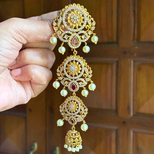 Premium Quality  Floral Pattern AD Stone Hair Accessories HA0013-CP37