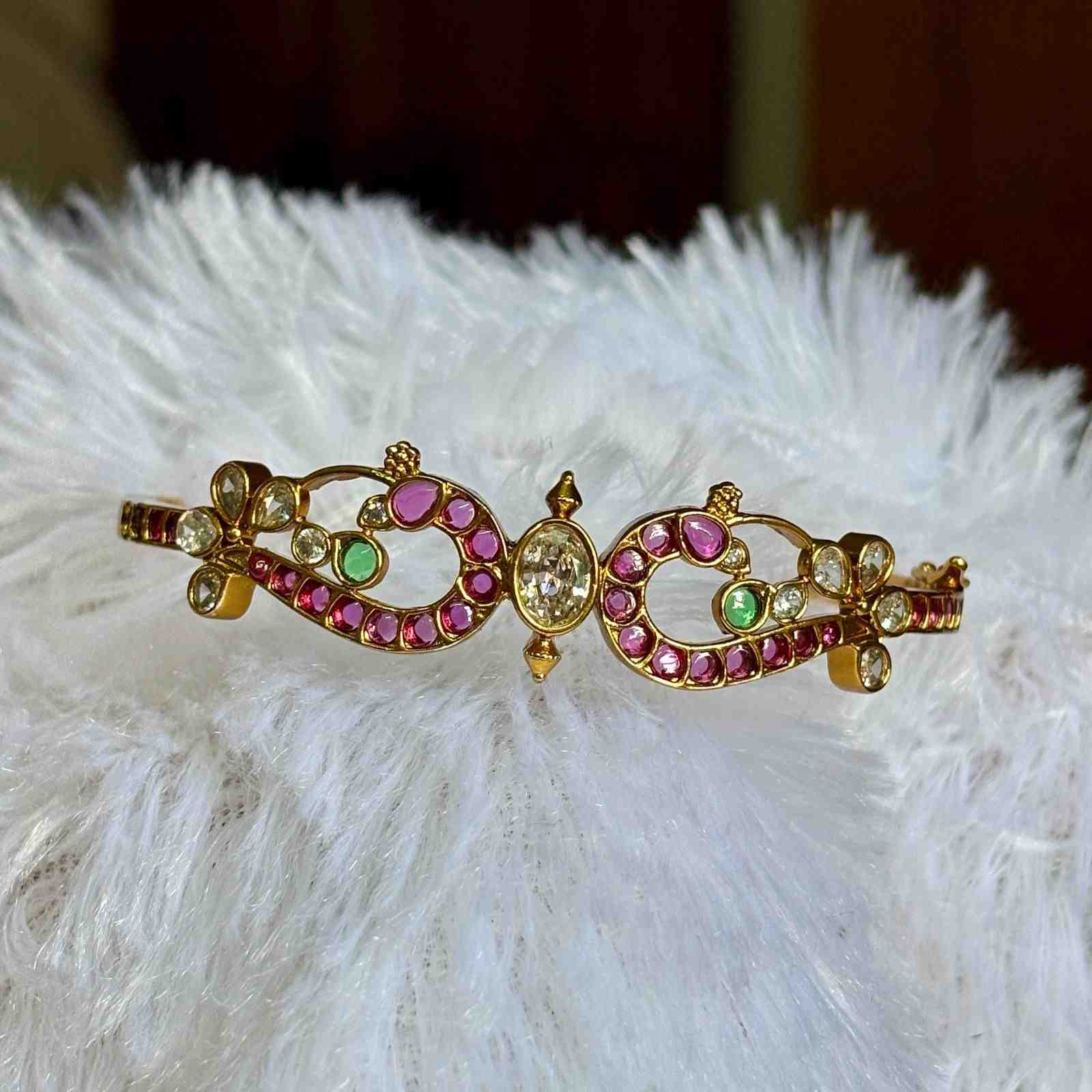 Premium Quality Kemp Openable Bangle Peacock Pattern kada K0012-CS28