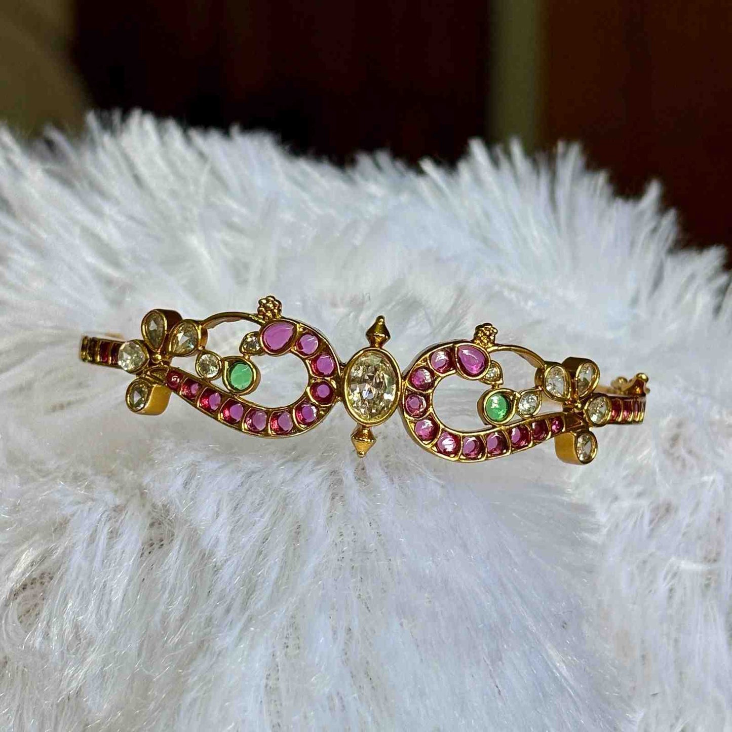 Premium Quality Kemp Openable Bangle Peacock Pattern kada K0012-CS28