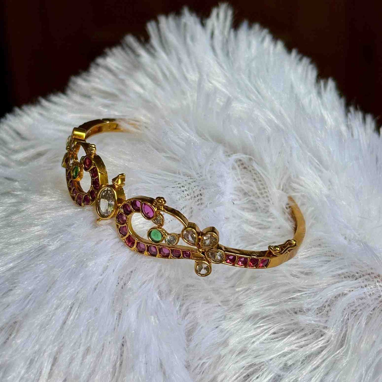 Premium Quality Kemp Openable Bangle Peacock Pattern kada K0012-CS28