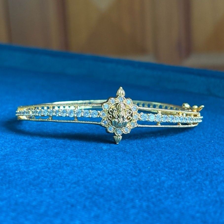 Premium Quality AD white Stone Openable Bangle Lakshmi Pattern kada Bangle K0013-CS22