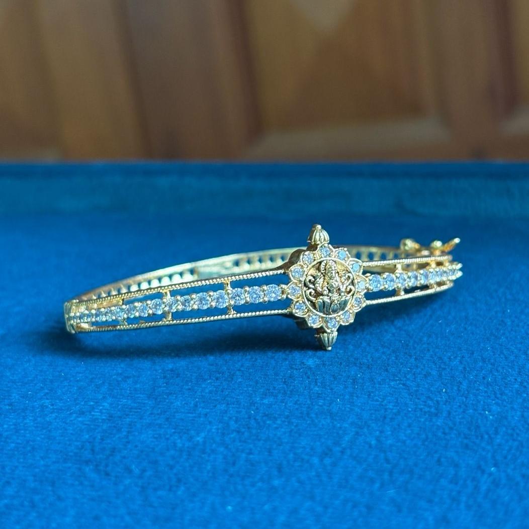 Premium Quality AD white Stone Openable Bangle Lakshmi Pattern kada Bangle K0013-CS22