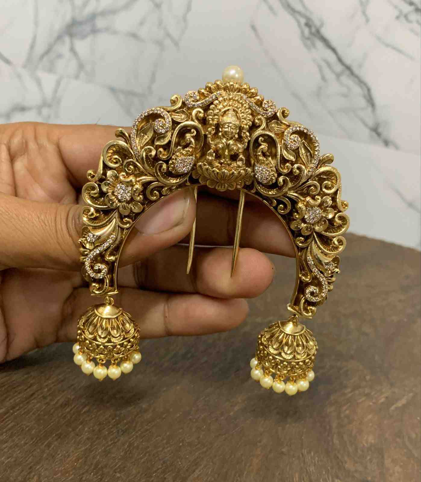 Premium Quality Lakshmi Hair accessories designed with cute jhumkas and floral pattern HA0022-CR68