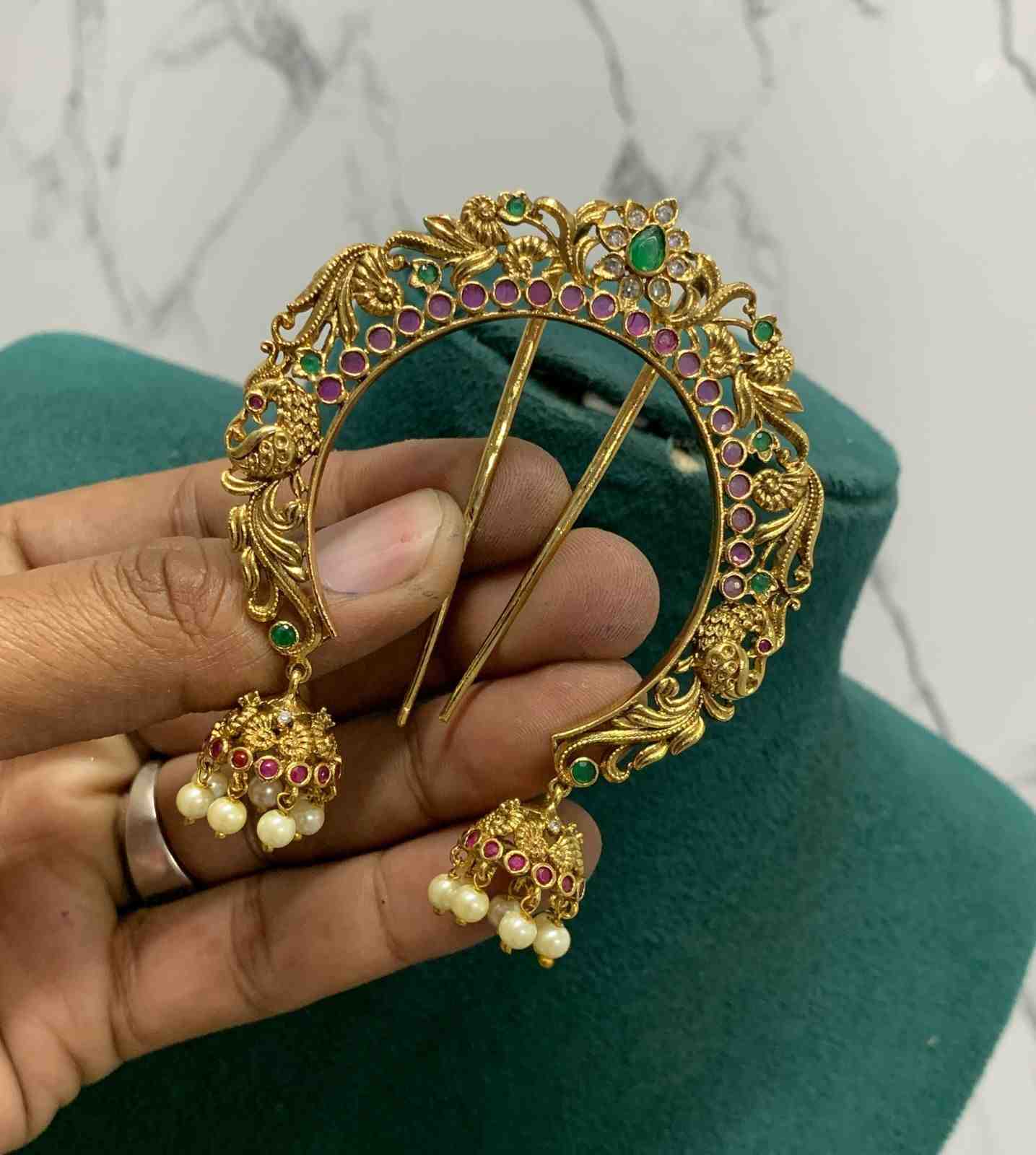 Premium Quality Hair accessories designed with cute jhumkas and floral pattern HA0023-CR65