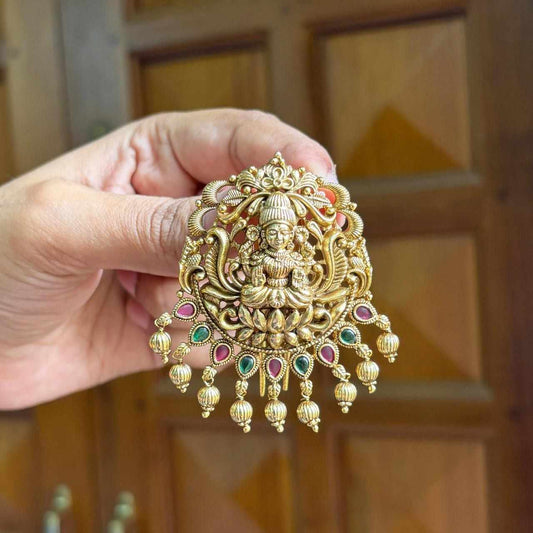 Premium quality hair accessories Lakshmi and floral design with kemp stones HA0030-NJ45