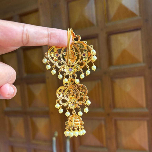 Premium quality hair accessories Lakshmi and floral design with kemp stones HA031-NJ34