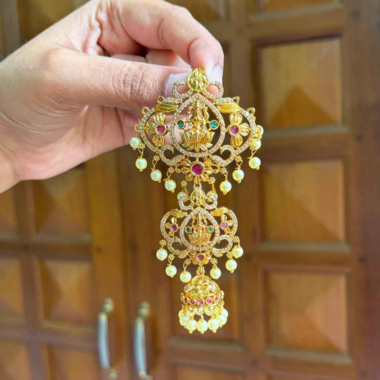 Premium quality hair accessories Lakshmi and floral design with kemp stones HA031-NJ34