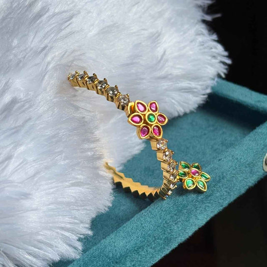 Premium Quality 2 in 1 Openable kada Bangle with Polka Diamonds this comes with 2 kemp stone Screw flowers K0016-CV90