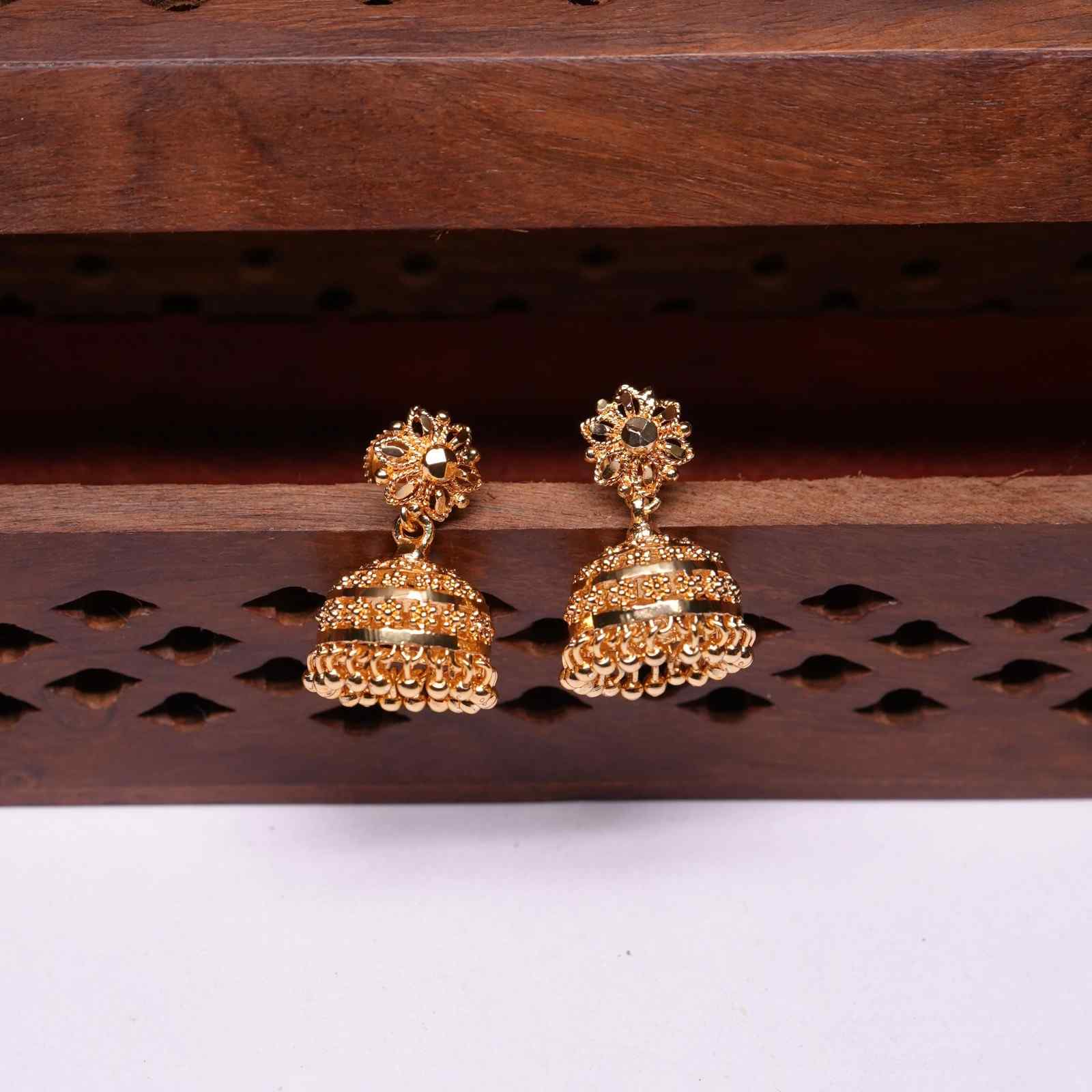 Gold alike Floral Jhumka Small Size J0035-CS21