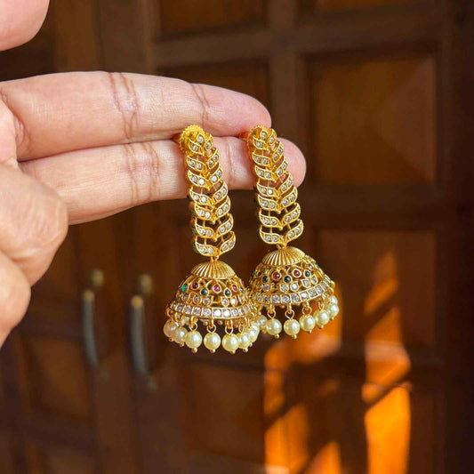 Premium Quality Floral Jhumka designed with Pearl hanging J0058-CR38