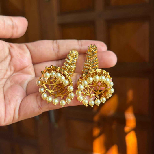 Premium Quality Floral Jhumka designed with Pearl hanging J0058-CR38