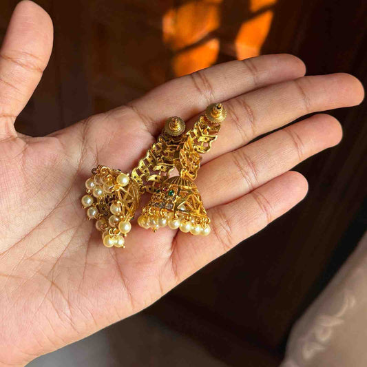 Premium Quality Floral Jhumka designed with Pearl hanging J0058-CR38