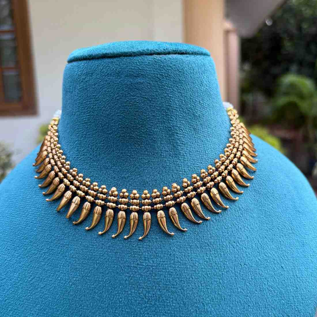 Premium Quality Traditional Antique Finish Mulla Poov Necklace With earring N0144-CJ48