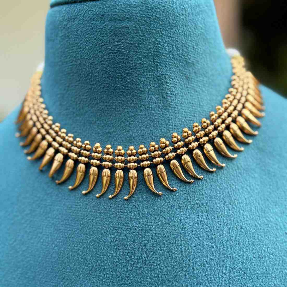 Premium Quality Traditional Antique Finish Mulla Poov Necklace With earring N0144-CJ48