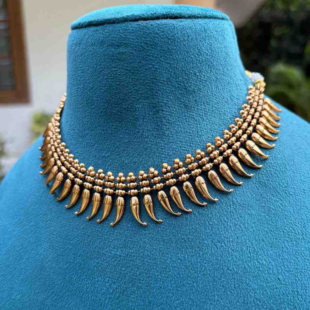 Premium Quality Traditional Antique Finish Mulla Poov Necklace With earring N0144-CJ48