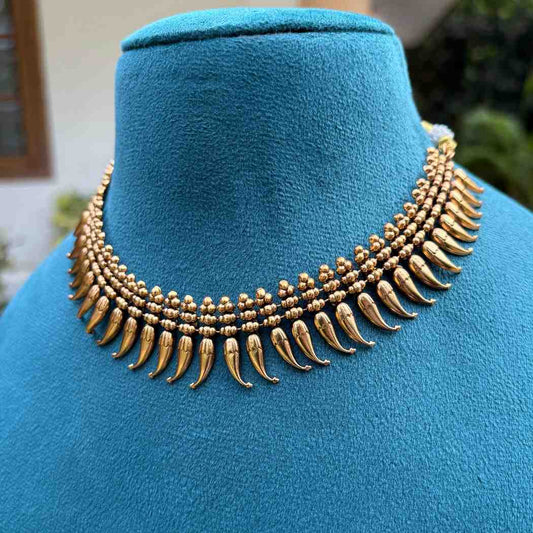 Premium Quality Traditional Antique Finish Mulla Poov Necklace With earring N0144-CJ48