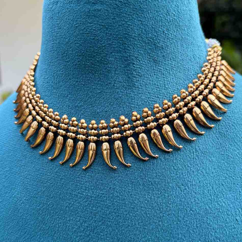 Premium Quality Traditional Antique Finish Mulla Poov Necklace With earring N0144-CJ48