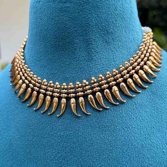 Premium Quality Traditional Antique Finish Mulla Poov Necklace With earring N0144-CJ48