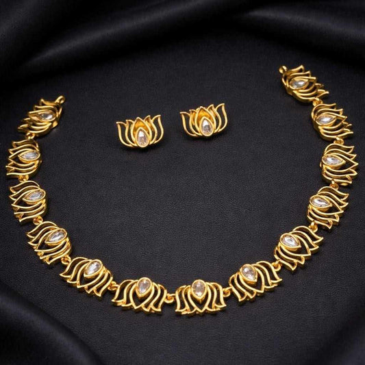 Lotus Necklace White Stone N0038-CJ25