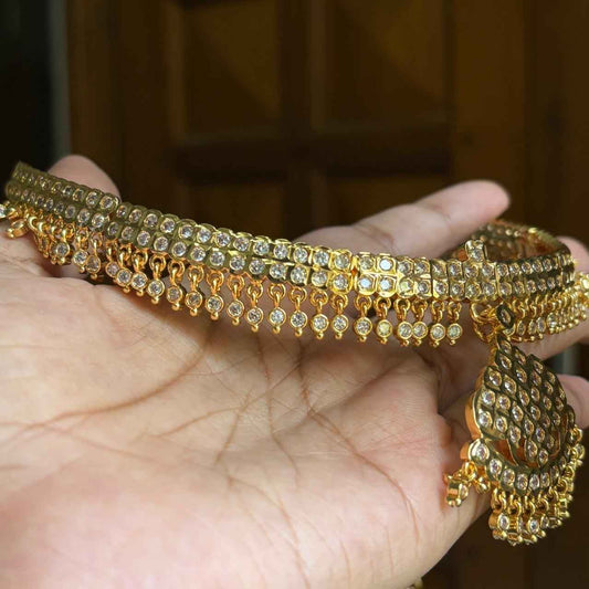 Premium Micro Plated 80's Attigai Necklace With 1s grade American Diamonds only necklace N0141-CR75