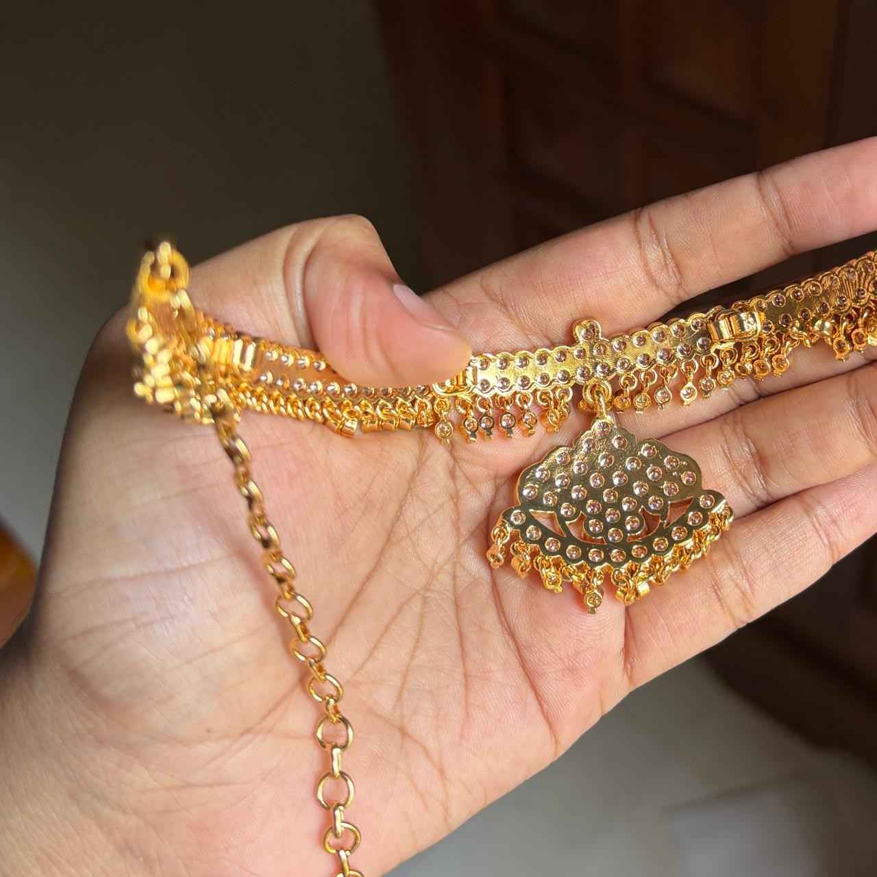 Premium Micro Plated 80's Attigai Necklace With 1s grade American Diamonds only necklace N0141-CR75