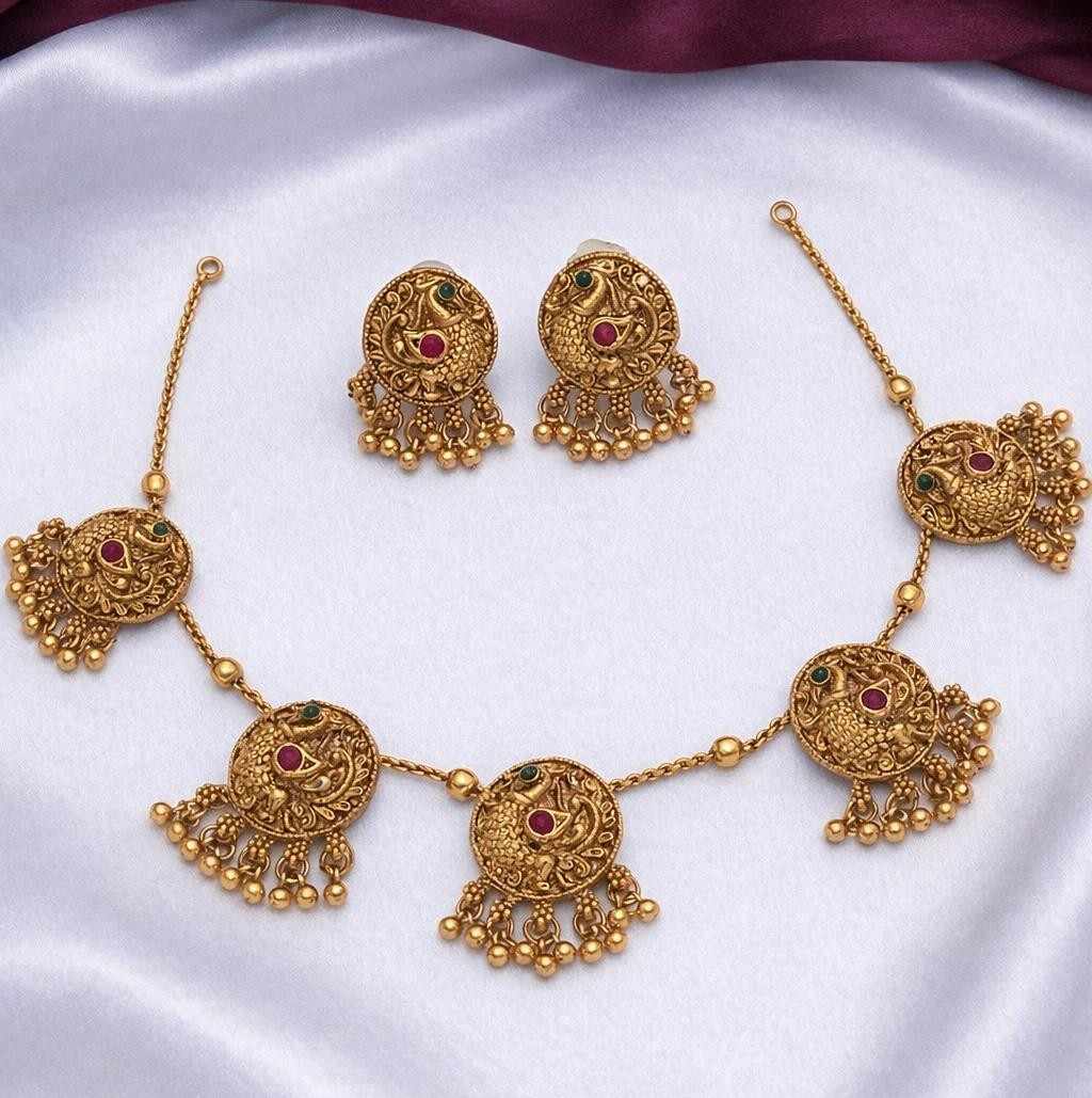 Matte finish Peacock Necklace with earrings N0142-CJ19