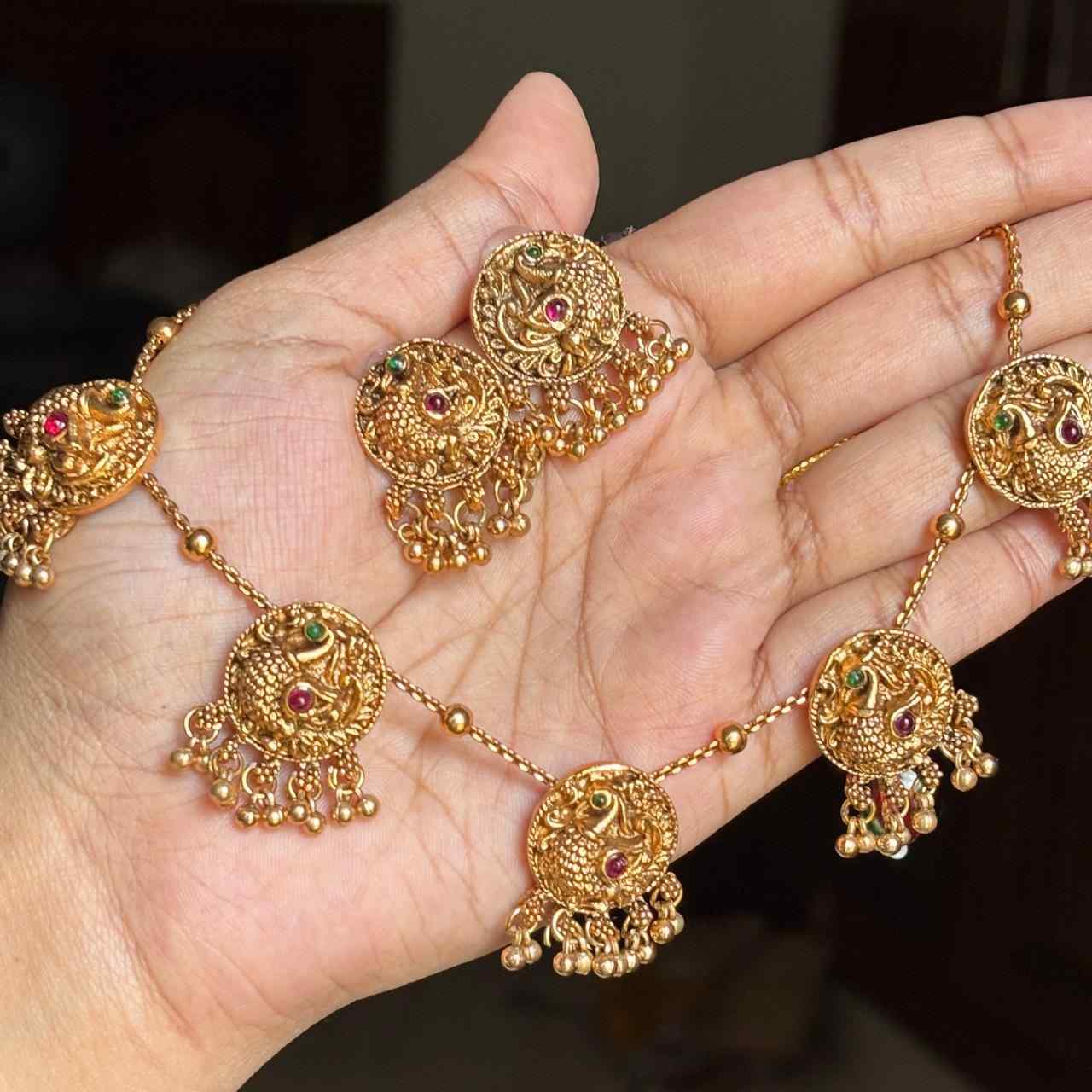 Matte finish Peacock Necklace with earrings N0142-CJ19