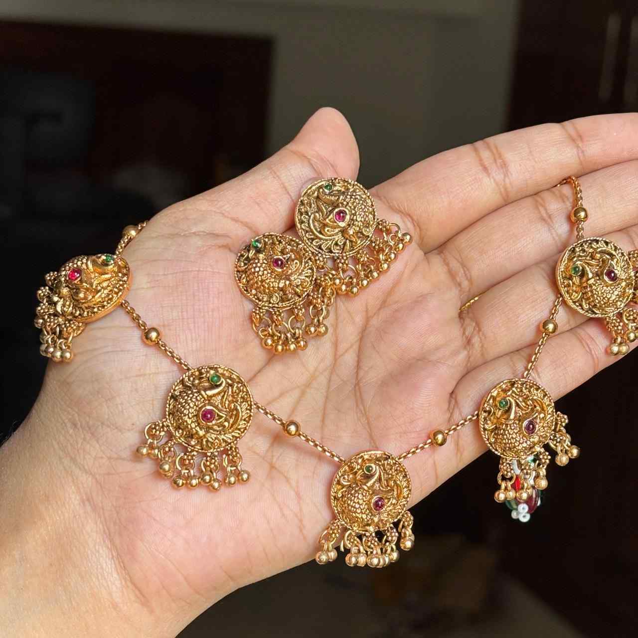 Matte finish Peacock Necklace with earrings N0142-CJ19