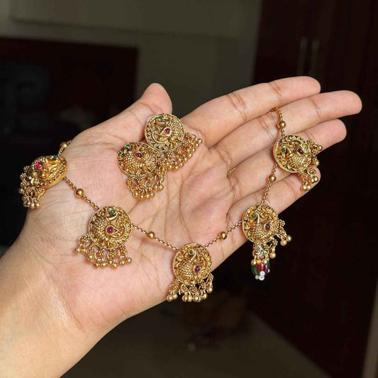 Matte finish Peacock Necklace with earrings N0142-CJ19