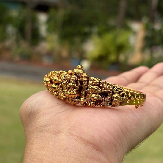 Premium Quality Temple collection Openable Kada Type Bangle Designs' with Lakshmi & Peacock  K0008-CI45