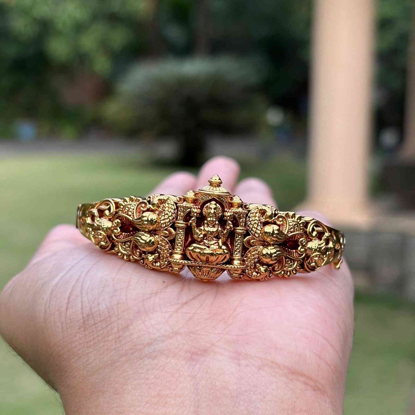 Premium Quality Temple collection Openable Kada Type Bangle Designs' with Lakshmi & Peacock  K0008-CI45