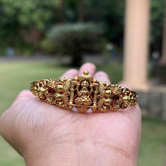 Premium Quality Temple collection Openable Kada Type Bangle Designs' with Lakshmi & Peacock  K0008-CI45