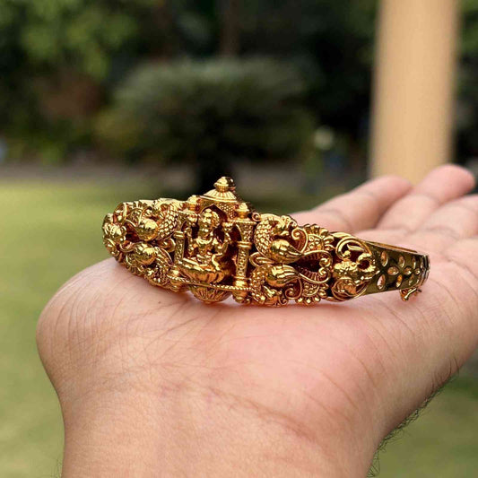 Premium Quality Temple collection Openable Kada Type Bangle Designs' with Lakshmi & Peacock  K0008-CI45