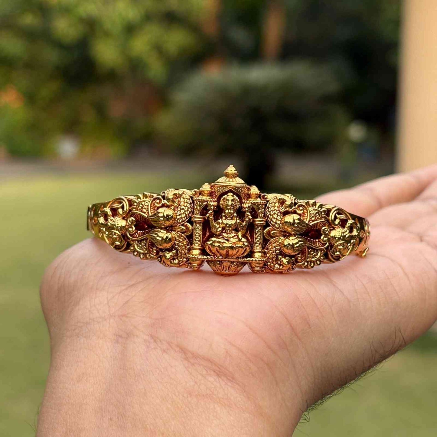 Premium Quality Temple collection Openable Kada Type Bangle Designs' with Lakshmi & Peacock  K0008-CI45