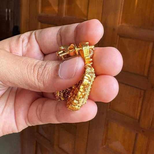 Premium Quality Traditional Lakshmi Kasu mala Designed with Trendy Patterns On it comes with screw back earrings N0153-CS200