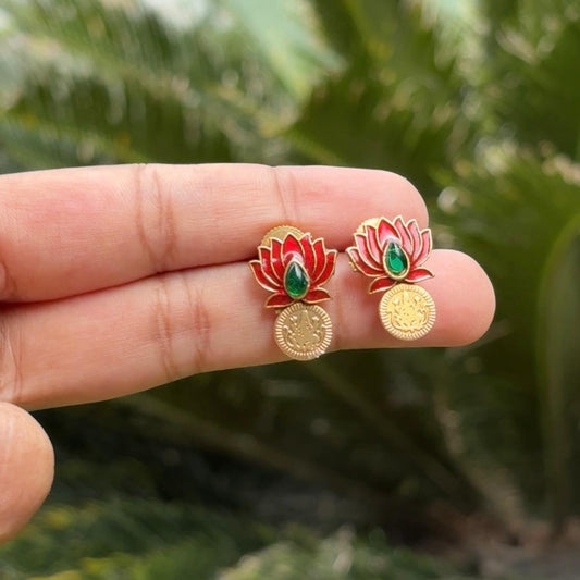 Premium Quality Lotus Enamel Chocker with coin design with Matching earrings N0150-CJ26