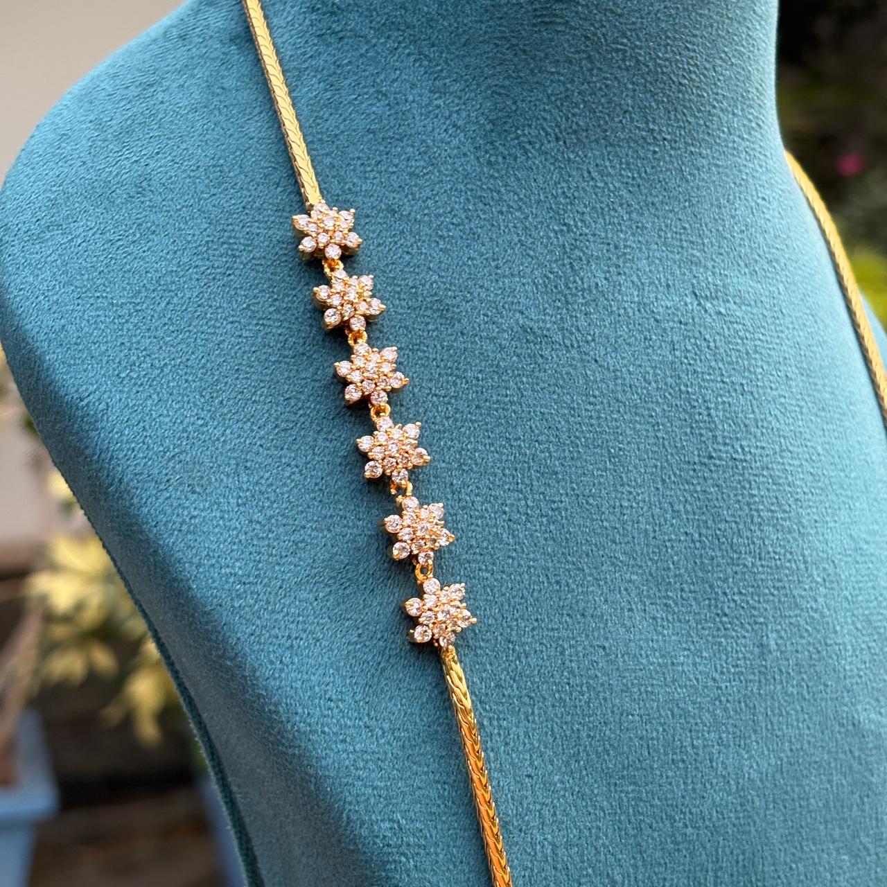 Premium Quality AD Floral 28 inch Mogappu Chain With AD DIAMONDS  H0040-CS54