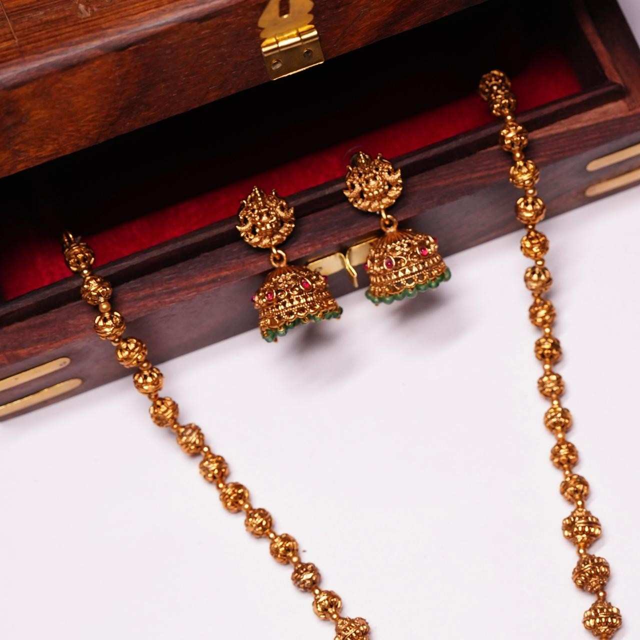 Mate Finish Middle Length Lakshmi Haram with matching jhumkas H0006-CJ52