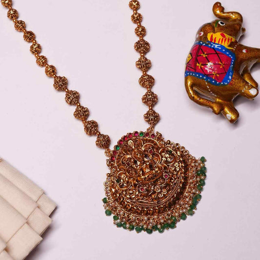 Mate Finish Middle Length Lakshmi Haram with matching jhumkas H0006-CJ52