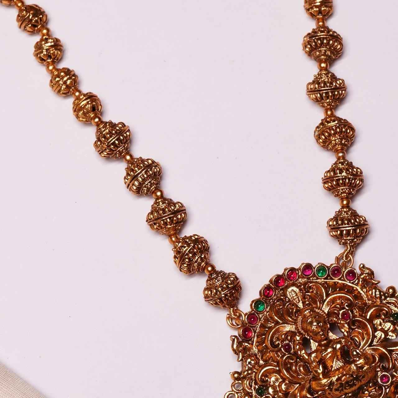 Mate Finish Middle Length Lakshmi Haram with matching jhumkas H0006-CJ52