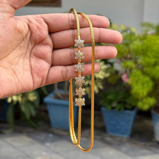 Premium Quality AD Floral 28 inch Mogappu Chain With AD DIAMONDS  H0040-CS54