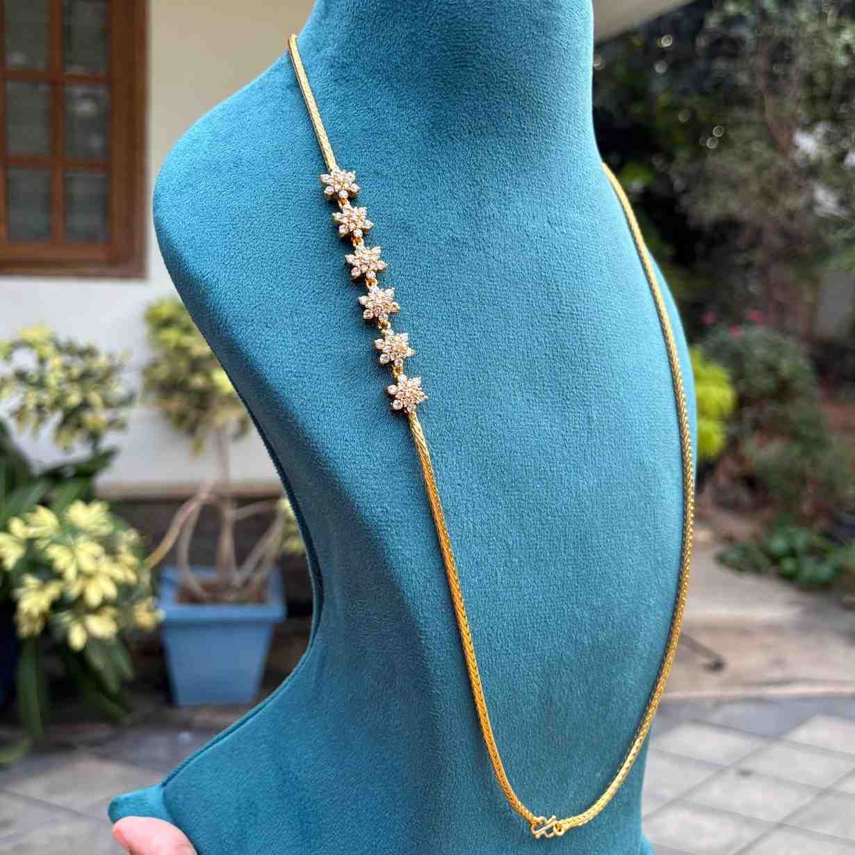 Premium Quality AD Floral 28 inch Mogappu Chain With AD DIAMONDS  H0040-CS54