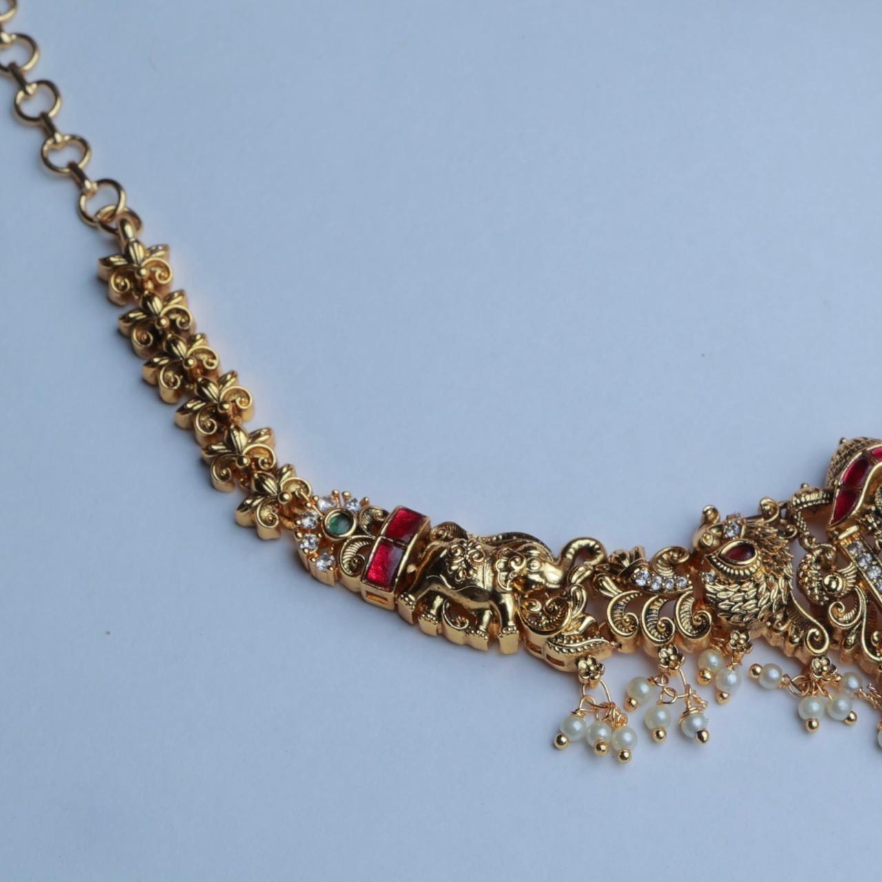 Premium Jadau Kundan Brass Metel Lakshmi Necklace N0040-CV150