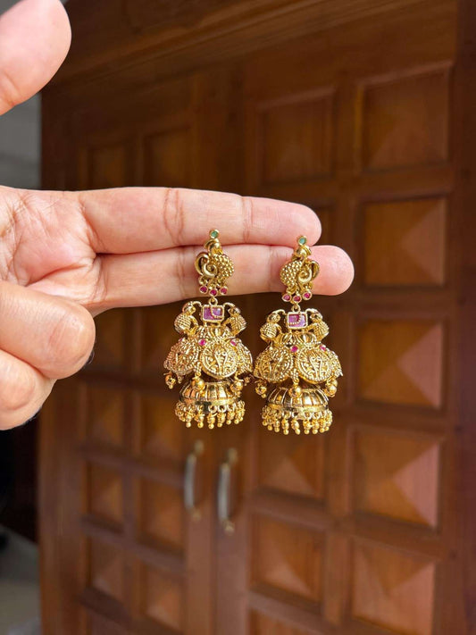 Premium Quality Antique Finish 2 layer Peacock & Floral Pattern Jhumka J0060-CE60