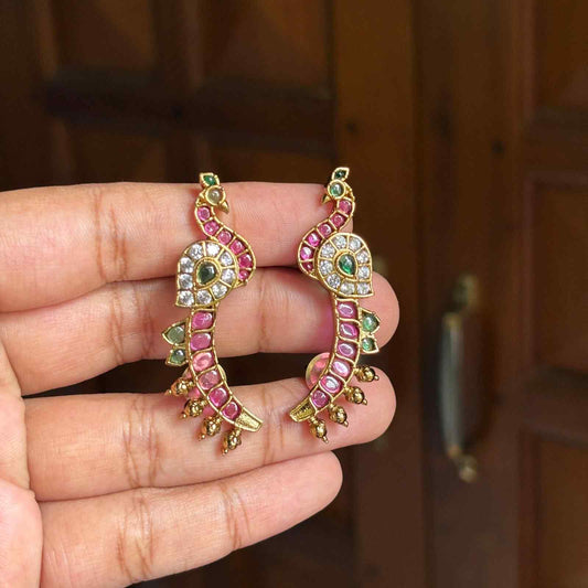 Peacock earcuff designed with Pota Stones & Ad Stones j0065