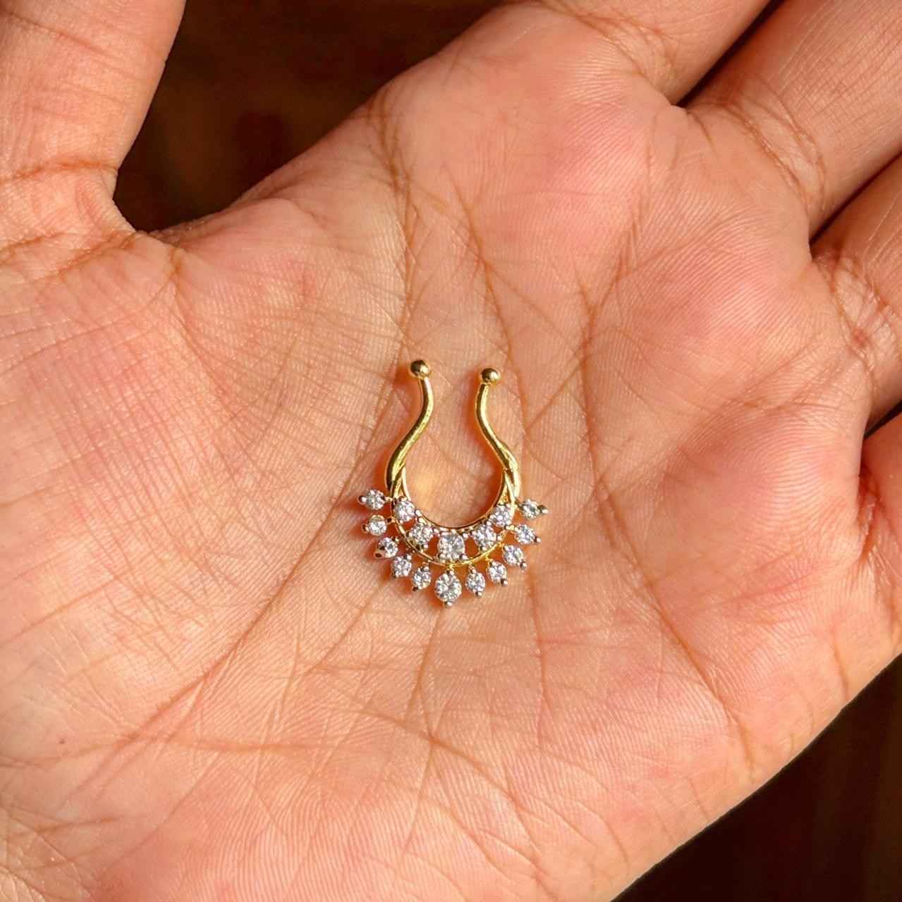 Premium Quality White AD Sone Nose Septum Rings J0067